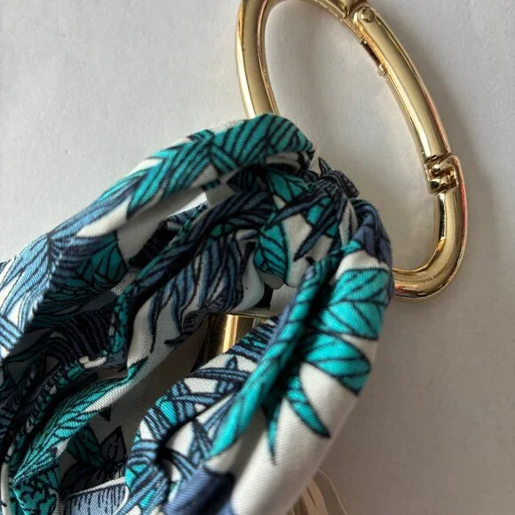 Purse Charm with CreamTassel and Botanical Print Scarf Sash - Picture 2 of 3